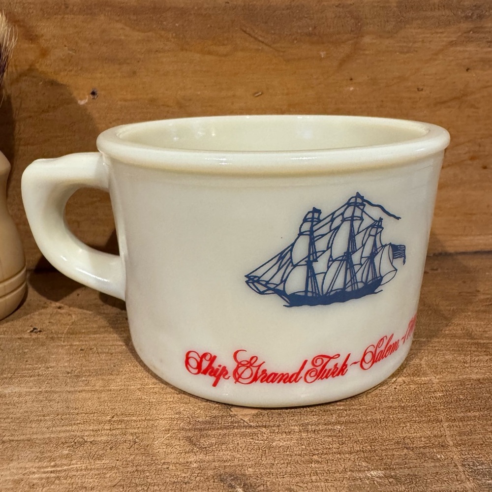 Vintage Old Spice Shaving Mug Ship Grand Turk-Salem 1786 with Animal Hair Brush - Picture 3 of 10